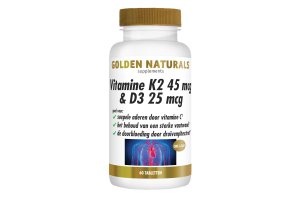 Golden Naturals Vitamine K2 45 mcg & D3 25 mcg Vegan